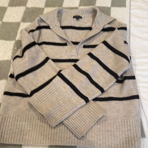Dynamite Striped Beige and Black Sweater - Medium